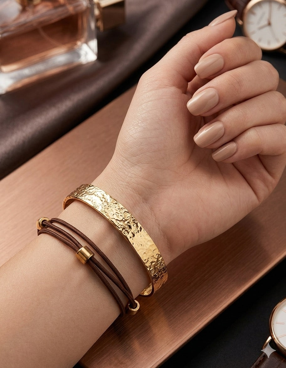 Textured Gold Cuff Bracelet