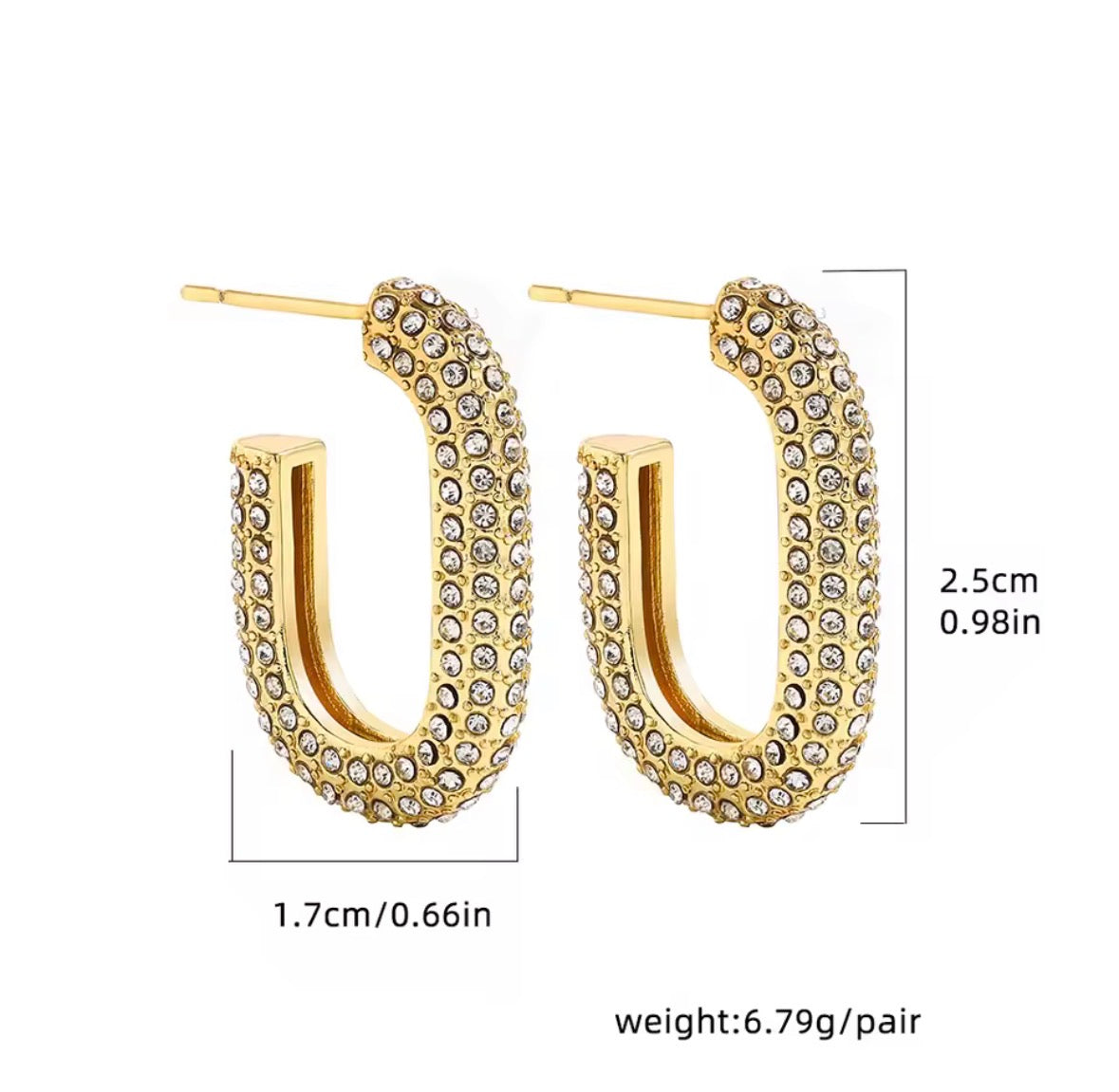 Gold Zircon Huggie Hoop Earrings