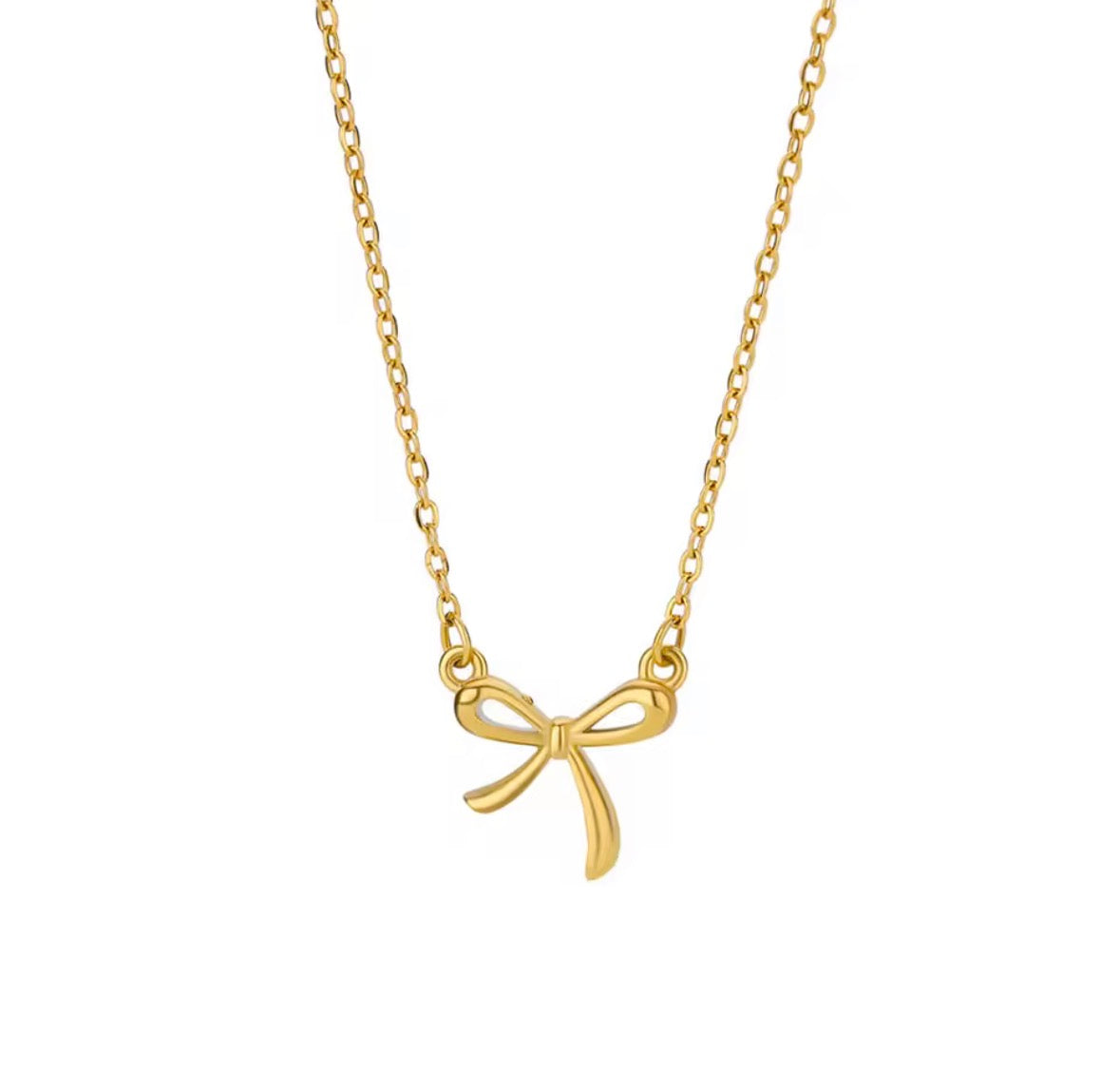 Bowknot Gold Choker Necklace – Stainless Steel Korean Style Cute Aesthetic Jewellery | Sabrina & Shine