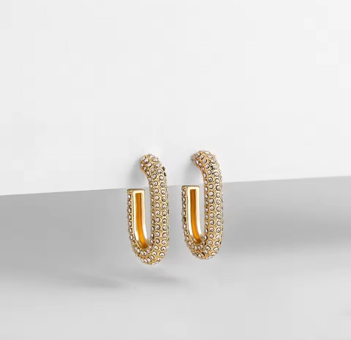 Gold Zircon Huggie Hoop Earrings