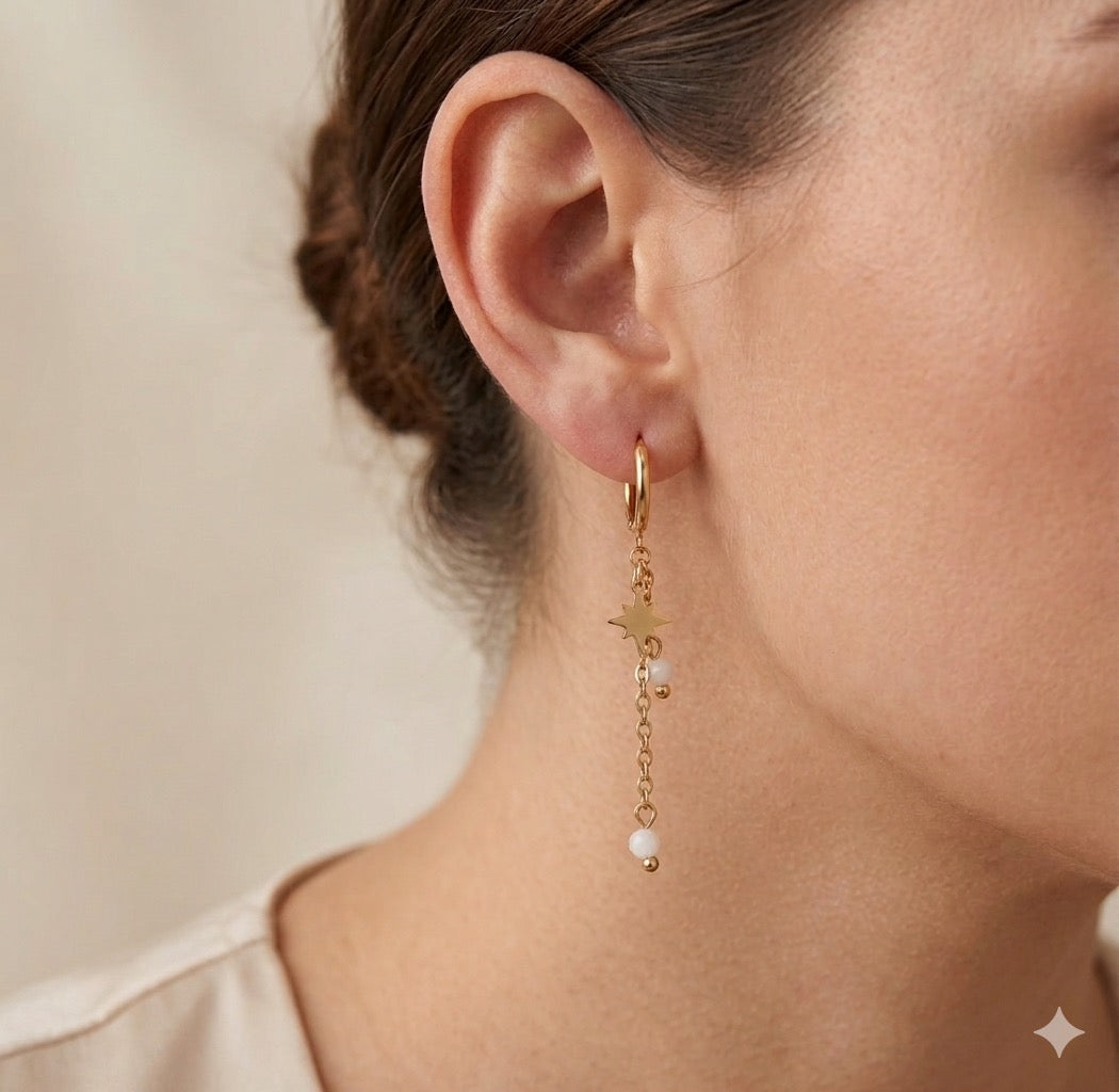 White Tassel Star Earrings