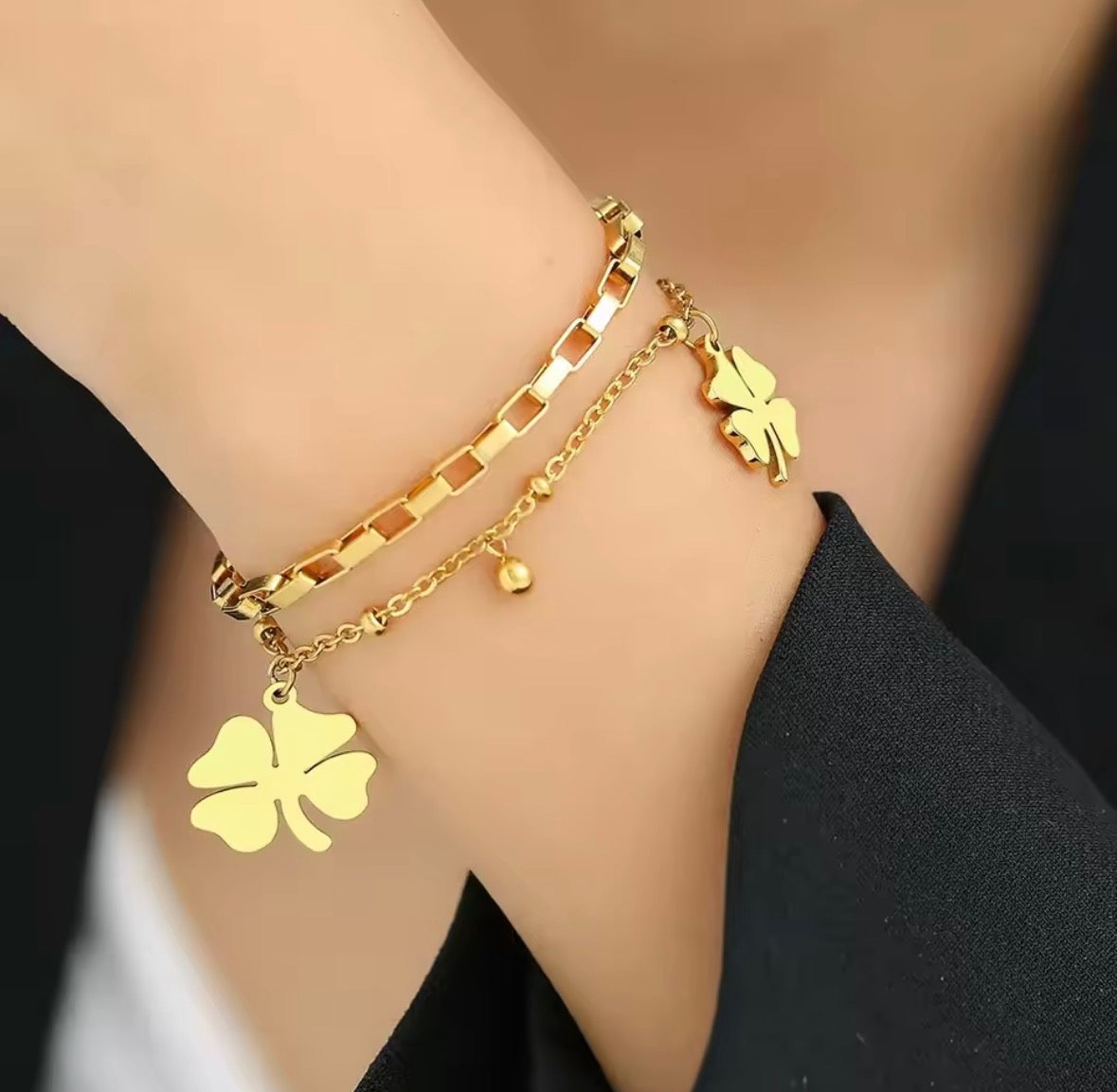 Lucky Clover Double Layer Bracelet