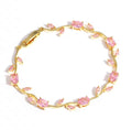 Pink CZ Leaf Bracelet