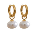 Pearl Drop Hoop Earrings