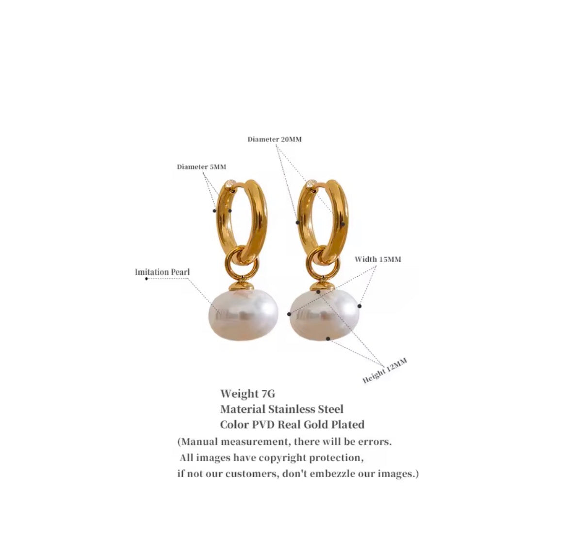 Pearl Drop Hoop Earrings
