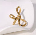 18K Gold Plated Open Ring – Waterproof Stainless Steel Adjustable Trendy Band | Sabrina & Shine