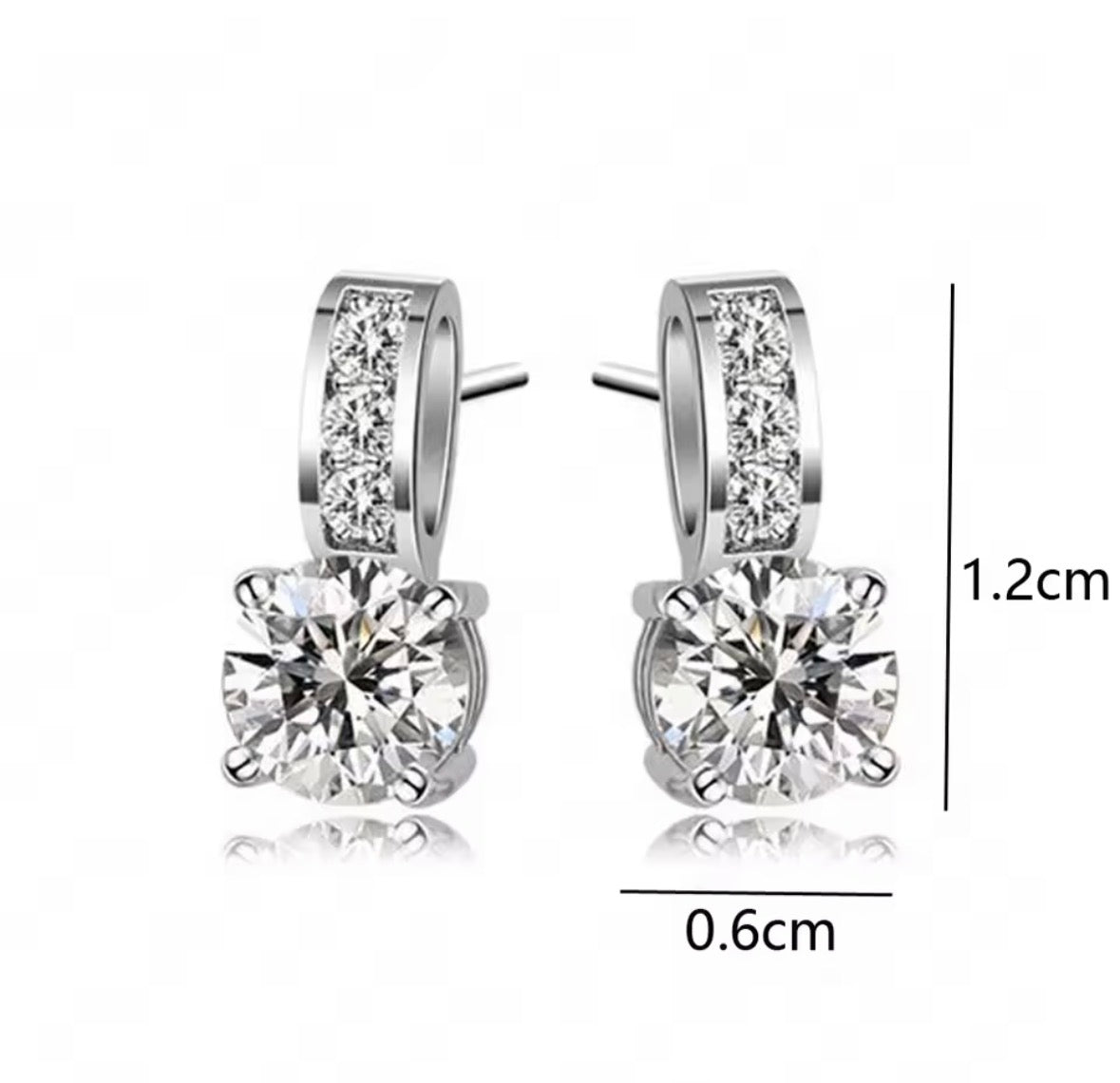925 Sterling Silver CZ Earrings size guide