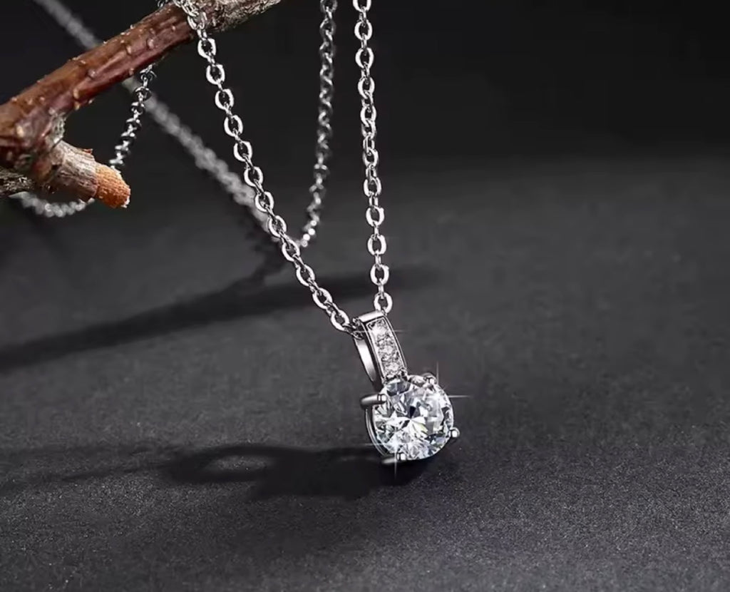 925 Sterling Silver CZ Necklace a