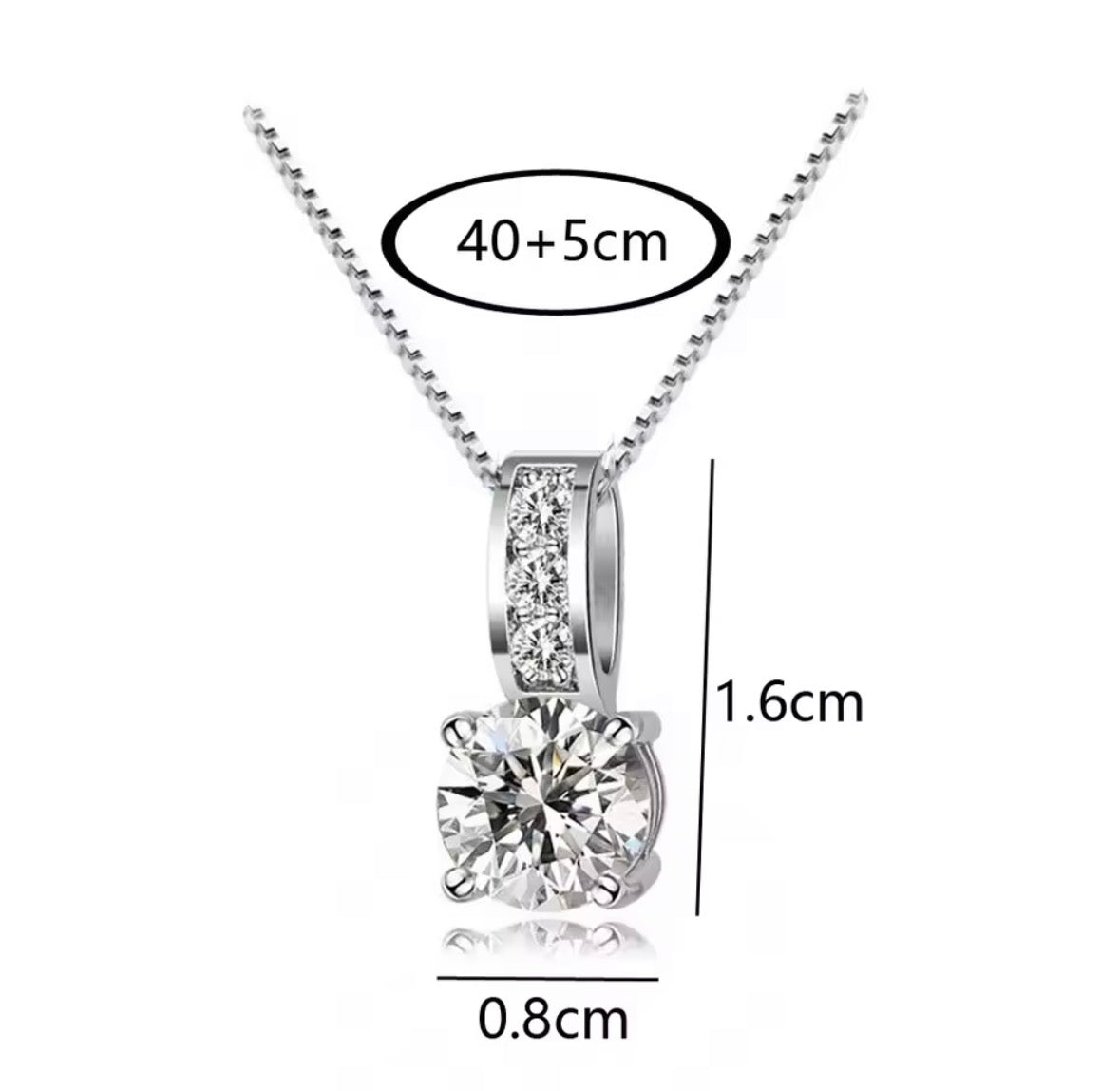 925 Sterling Silver CZ Necklace size guide