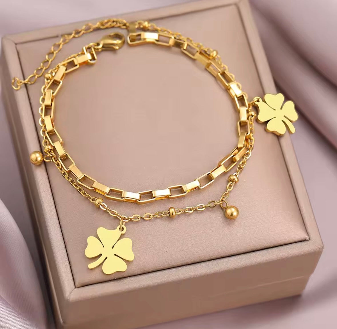 Lucky Clover Double Layer Bracelet