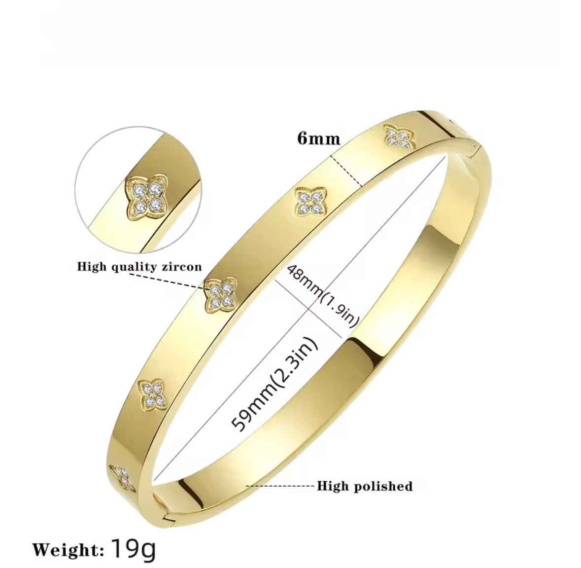 Gold Zircon Cuff Bracelet