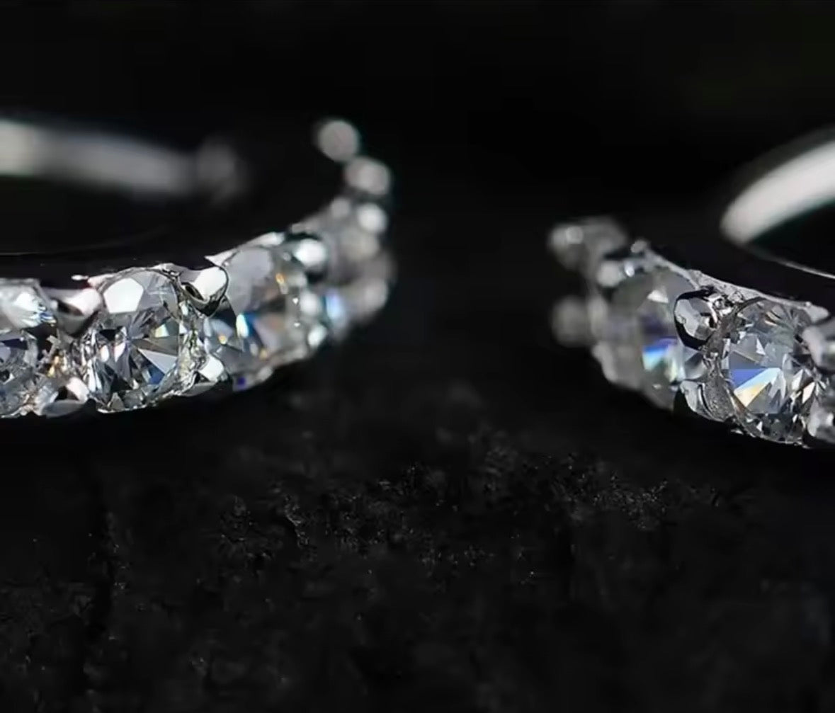 Crystal Hoop Earrings – Sterling Silver Plated Rhinestone 13mm Hoops, Elegant Sparkle Jewellery | Sabrina & Shine