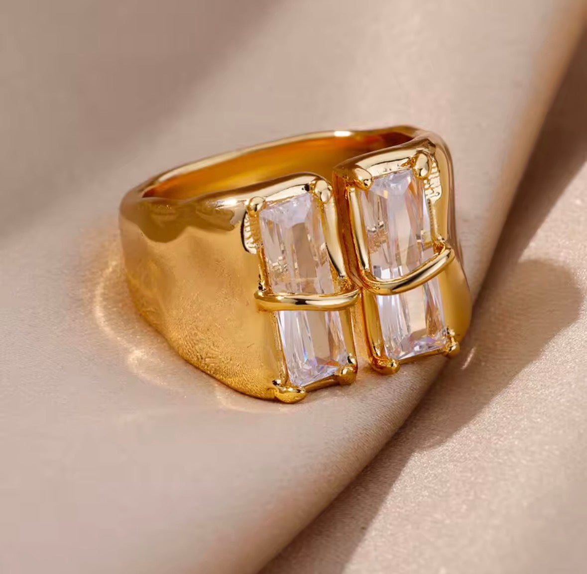 Square Zircon Open Ring
