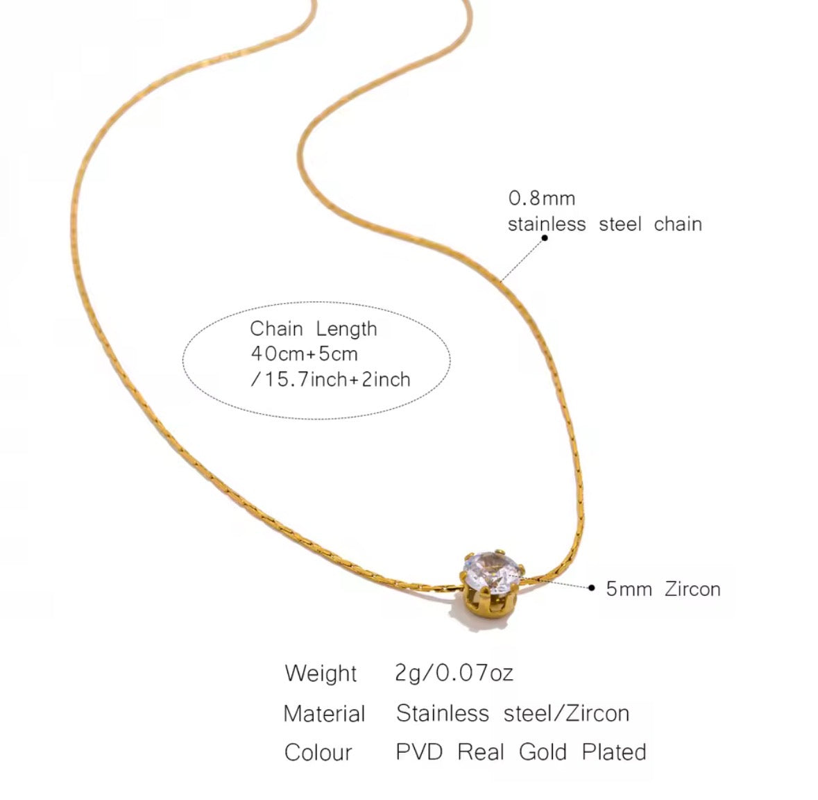Zircon Pendant Necklace