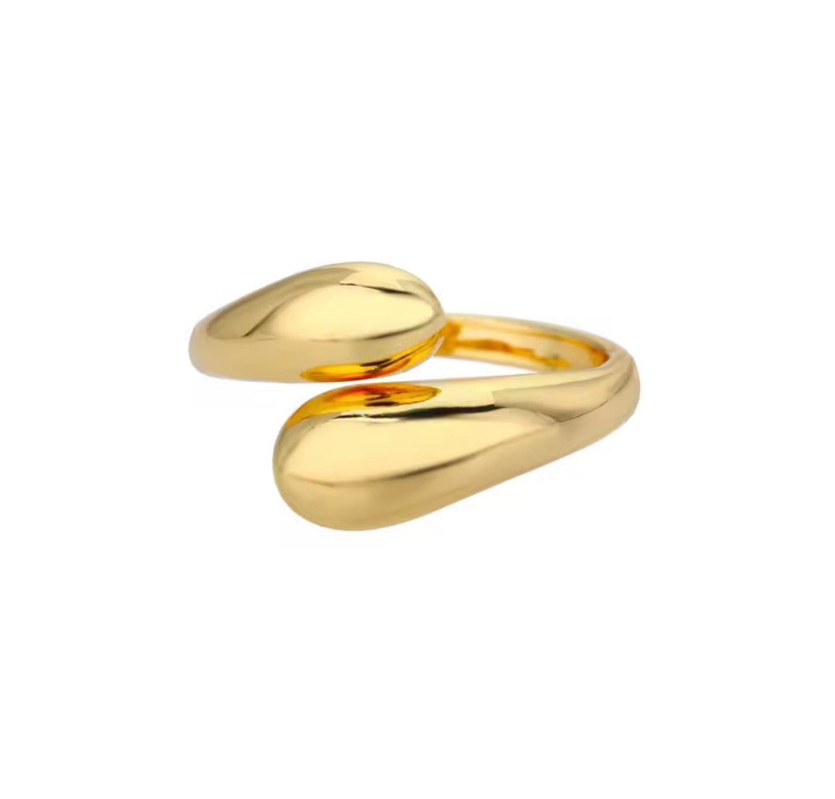 Double Bead Open Ring – Gold Stainless Steel Adjustable Minimal Aesthetic Band | Sabrina & Shine