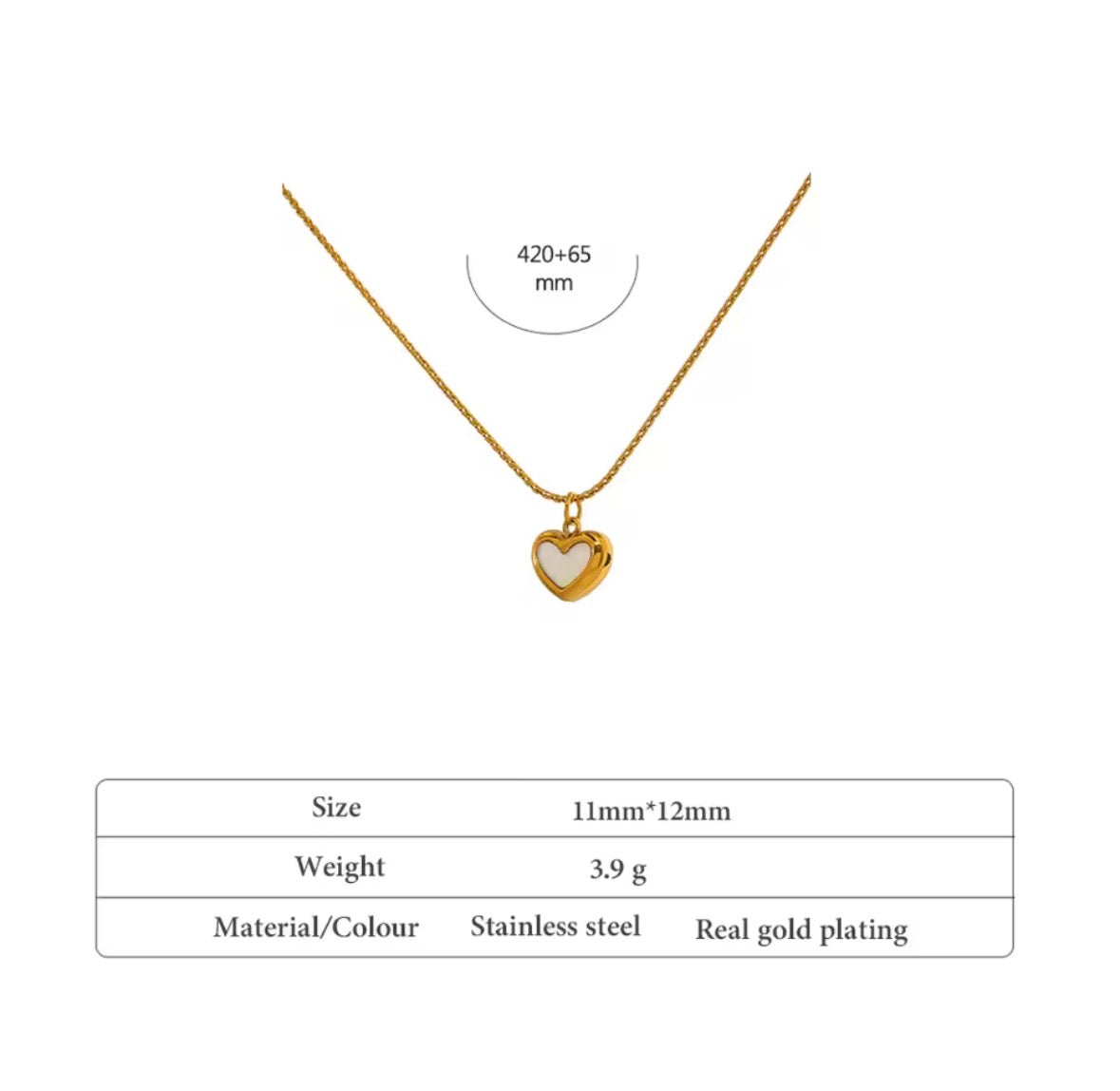 Natural Shell Heart Necklace