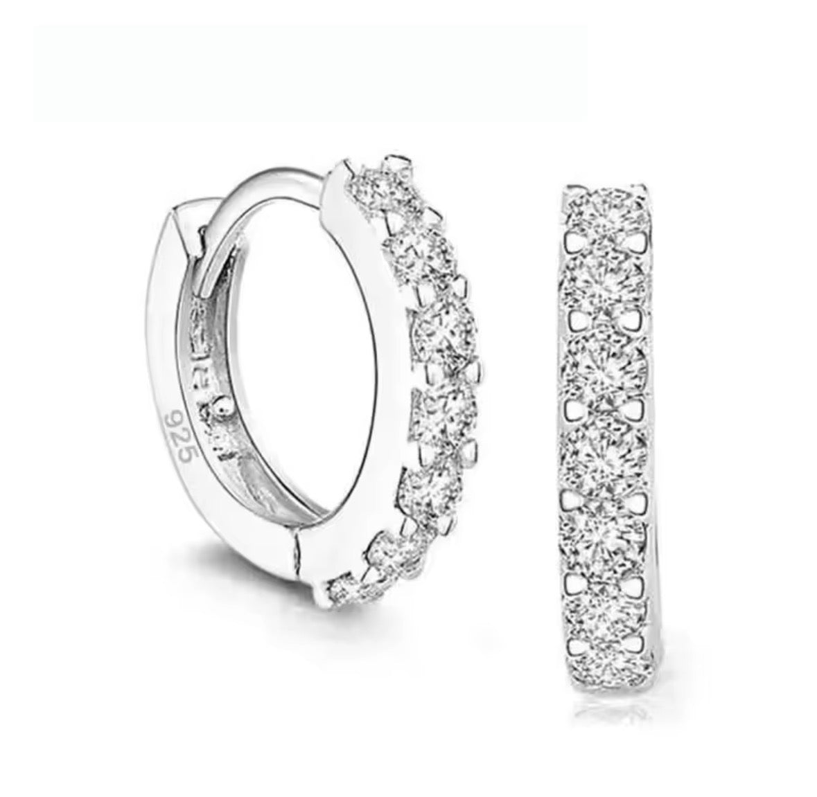Crystal Hoop Earrings – Sterling Silver Plated Rhinestone 13mm Hoops, Elegant Sparkle Jewellery | Sabrina & Shine