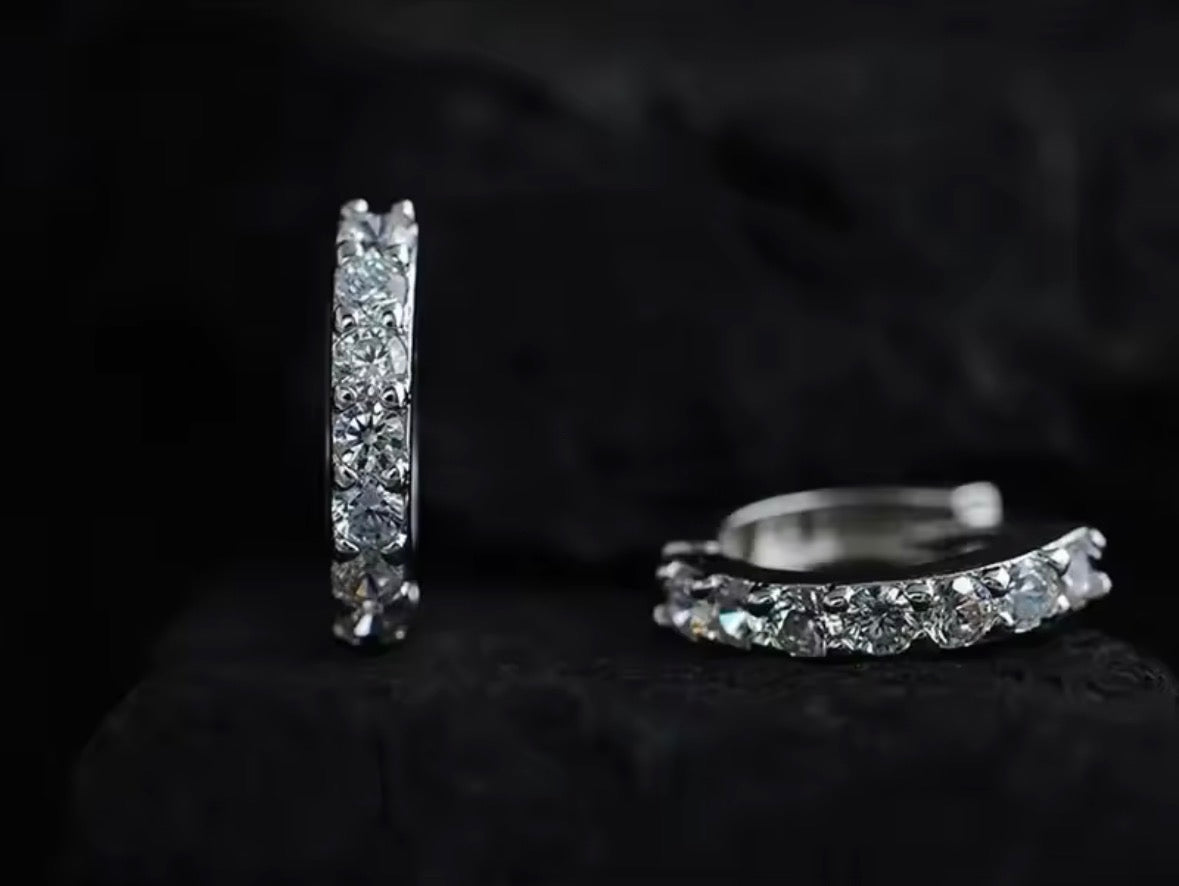 Crystal Hoop Earrings – Sterling Silver Plated Rhinestone 13mm Hoops, Elegant Sparkle Jewellery | Sabrina & Shine