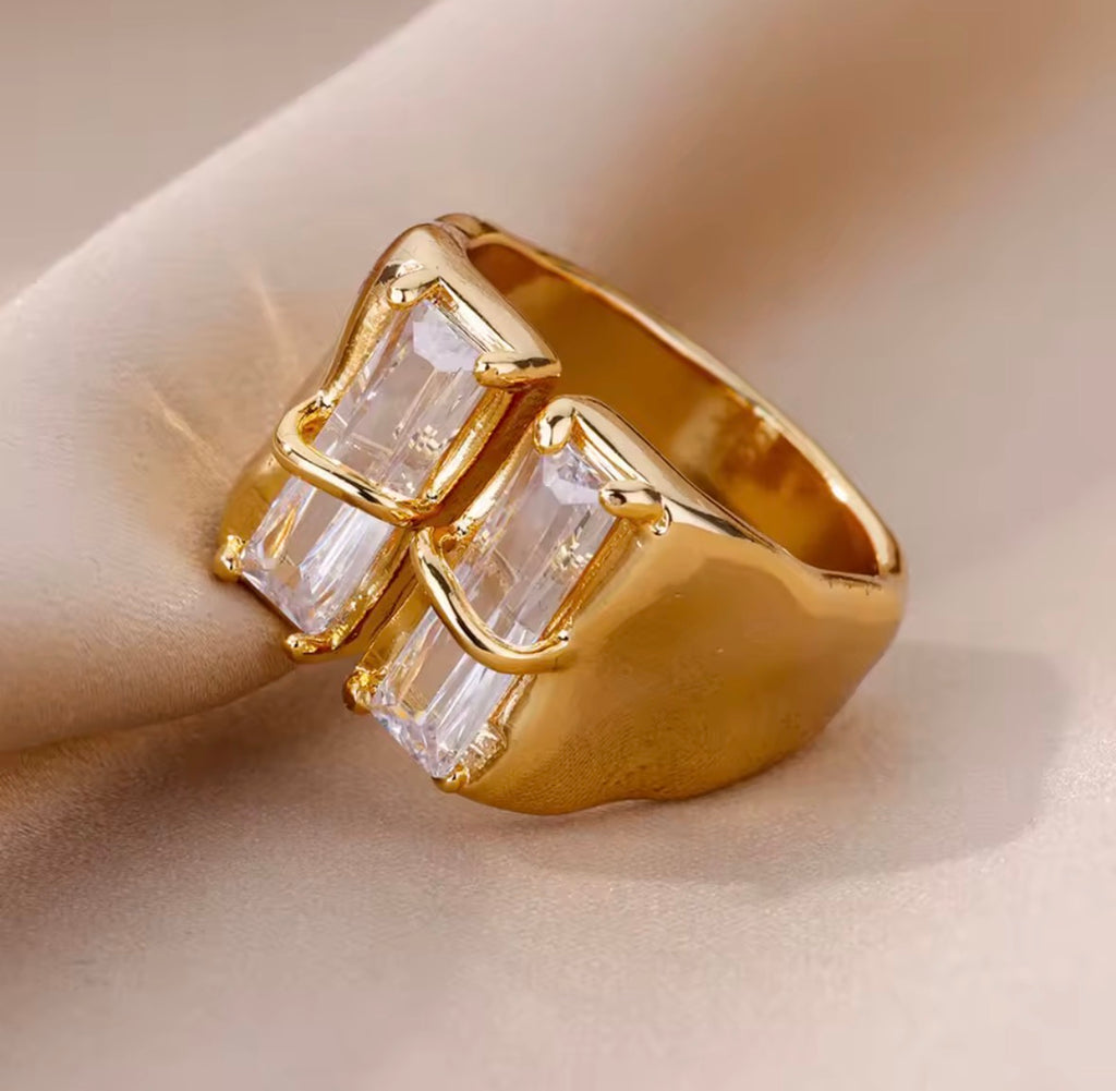 Square Zircon Open Ring