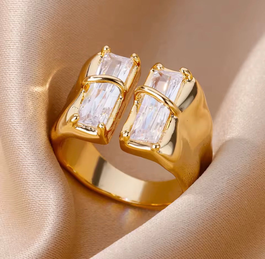 Square Zircon Open Ring