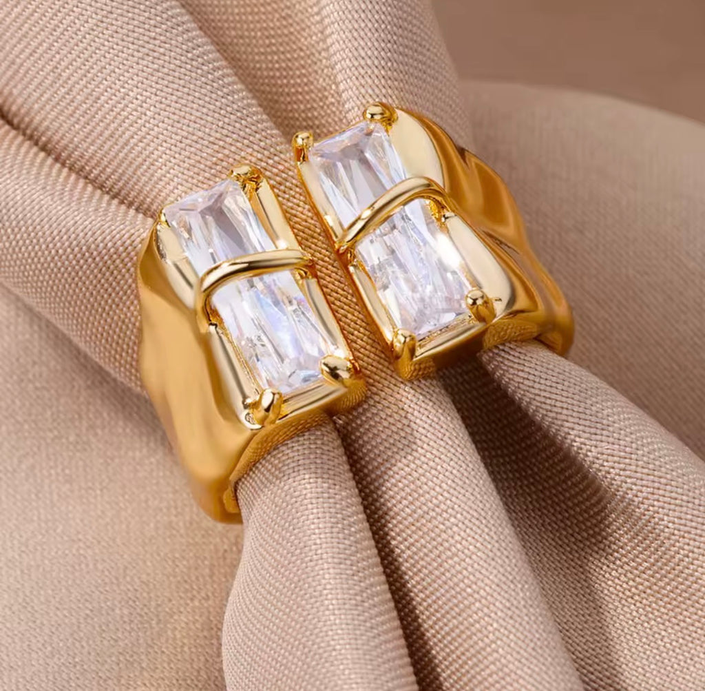 Square Zircon Open Ring