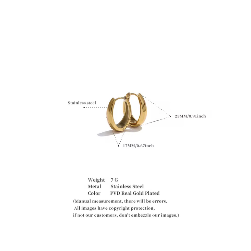 Nova Hoops gold hoop earrings measurements by Sabrina & Shine.