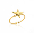The Amalina Ring | Waterproof Gold Starfish Adjustable Ring for Women Gold starfish ring on a white background