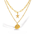 The Calypso Necklace | Waterproof Layered Shell & Starfish Necklace    pendants on a white background