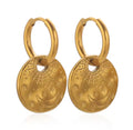 The Celeste Hoops | Waterproof Gold Hoop Dangle Earrings for Women on a white background