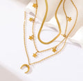 The Celestia Necklace | Waterproof Layered Moon & Stars Necklace 