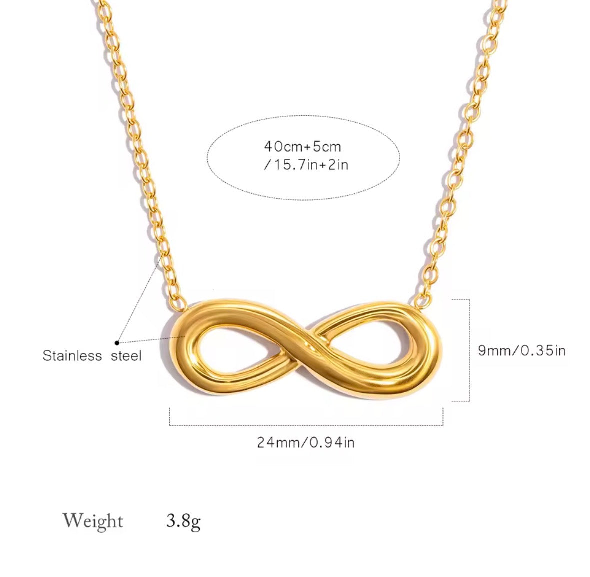 The Evermore Necklace Chain Length & Pendant Size Guide
