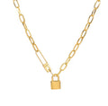 The Heartlock Necklace | Waterproof Heart Lock Pendant Necklace for Women Gold chain necklace with a padlock pendant on a white background