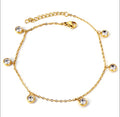 The Isla Anklet with crystal beads on a white background