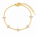 The Linnea bracelet with five star-shaped floral clusters set with clear stones, displayed on a clean white background.