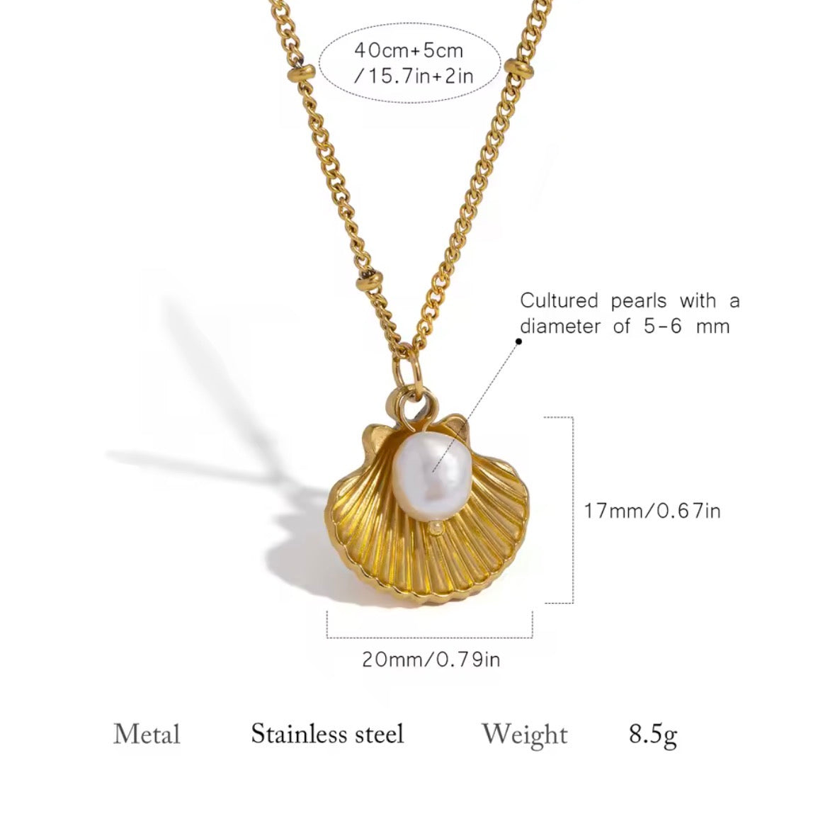 The Marina Necklace Chain Length & Pendant Size Guide