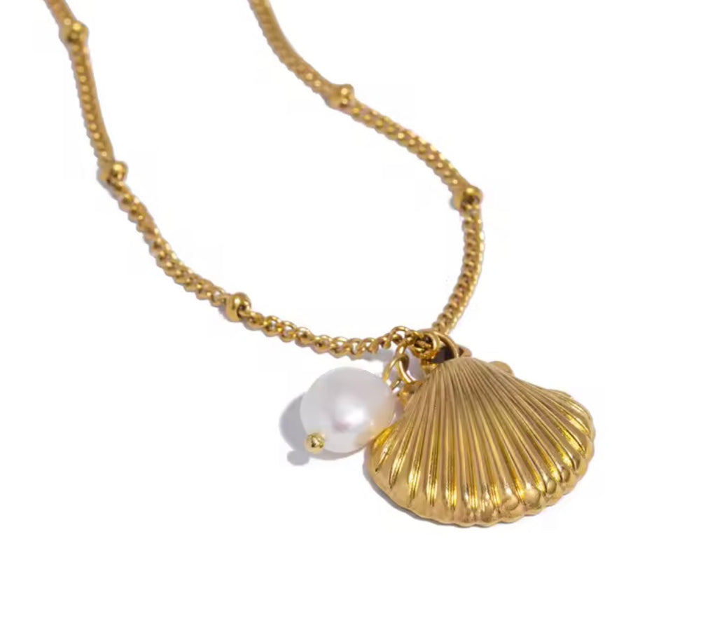 The Marina Necklace Waterproof Shell & Real Pearl Necklace