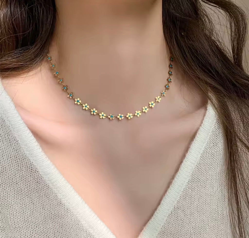 The Sienna Necklace Waterproof Boho Collar Necklace on  model neck