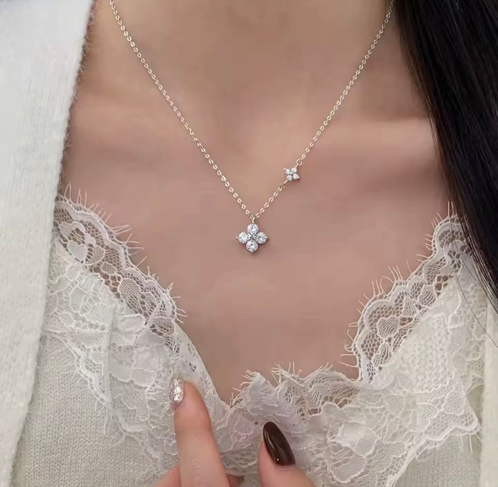 Shop The Ivy Necklace – an elegant floral pendant necklace with sparkling cubic zirconia details. Delicate, feminine and perfect for everyday wear or gifting.